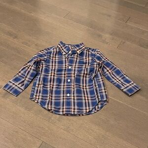 Chaps Kids Plaid Button Down Shirt in Blue, Orange and White